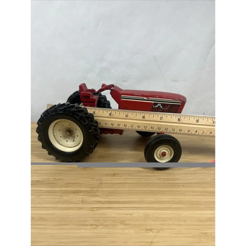 Vintage Red‎ Farm Tractor Toy Metal Diecast Steering Wheels Work